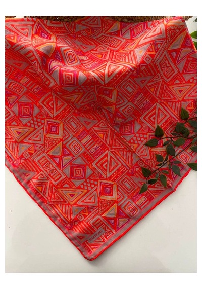 Silk Home Hiyeroglif Desen Soft Pamuk Eşarp Mercan