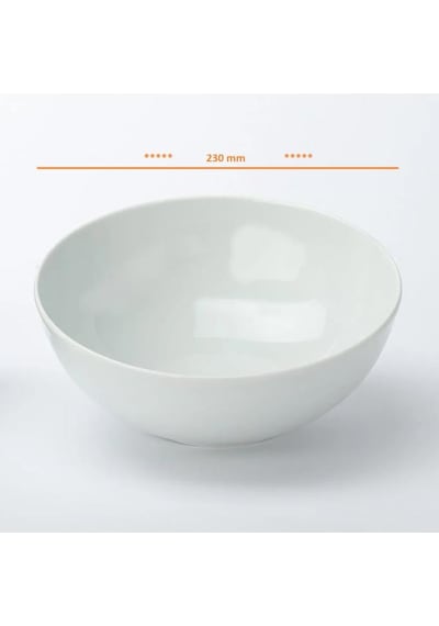 Porselen Salata Kasesi Çok Amaçlı Sunum Tabağı 23 Cm Porselen Kase Beyaz