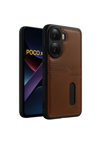 Xiaomi Poco X7 Pro Kılıf Sara Kartvizitli Deri Kılıf - Taba 0.2M-Çok Renkli