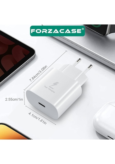 Forzacase Apple Uyumlu iPhone 15 - 16 Serisi İle Hızlı Şarj 25w Type-c To Type-c Şarj Cihazı Seti - Fc1026 Beyaz