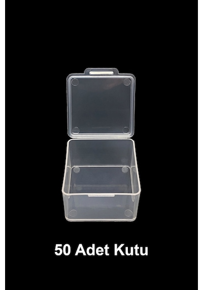 Plastik Şeffaf Küçük Kutu 4.5 x 4.5 x 2.5 CM 50 Adet