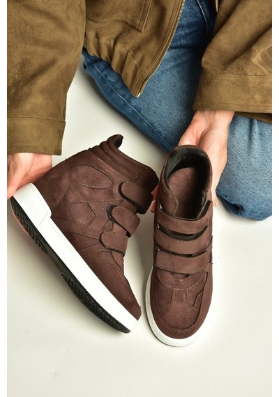 Fox Shoes V367856002 Kahverengi Süet Gizli Topuklu Cırtlı Spor Bot