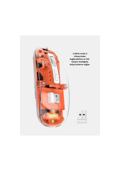 Kablosuz Çift Modlu Mouse Bluetooth 5.0 + 2.4ghz Tkndhmngo Çok Renkli Diğer