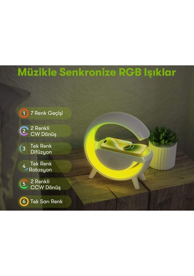 Midi Newface Yr-909 Kablosuz Şarj Standlı Rgb Kablosuz Hoparlör Midi-909