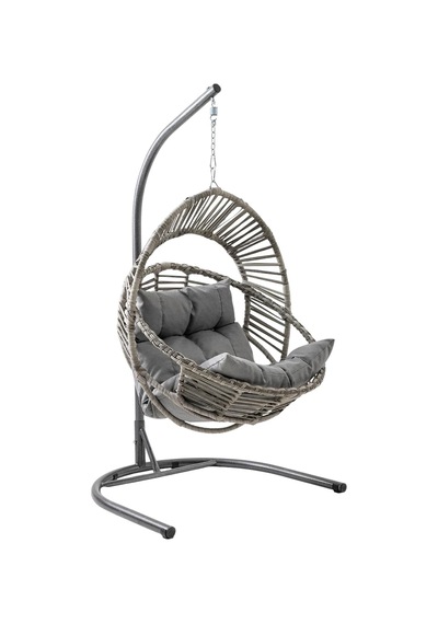 Nobel Tekli Rattan Bahçe Balkon Salıncağı Gri Çok Renkli