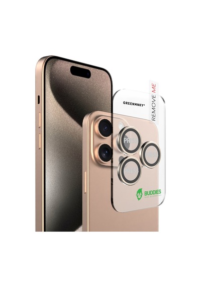 Buddıes Apple Uyumlu iPhone 16 Pro / 16 Pro Max Kamera Lens Koruyucu Gold Altın