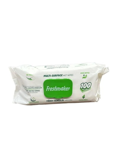 Freshmaker Karbonat Ve Beyaz Sirke Katkılı Yüzey Temizlik Islak Havlusu - 100'lü 10 Paket Beyaz