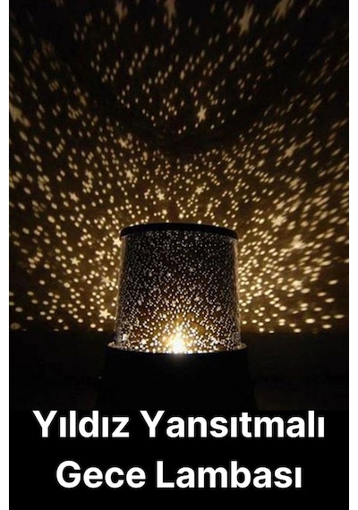 Premium Işık Yansıtmalı Yıldız Projeksiyon Gece Lambası Masa Üstü Pilli Ve Usb Tavan Duvar Ambiyans Diğer
