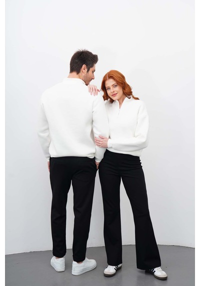 Dı Lorıa Sevgili Kombin 4 Lü Kadın&erkek Siyah-beyaz Sweatshirt Pantolon Alt-üst Takım Siyah - Beyaz
