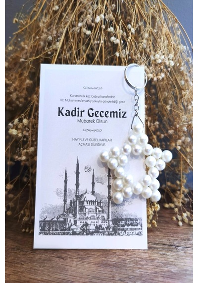 10 Adet Nostalji Kartlı Kadir Gecesi Hediyesi - İnci Anahtarlık