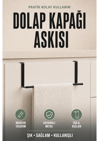 Tr Siyah Metal Mutfak Düzenleyici Dolap Kapağı Askısı Ve Mutfak Bezi Tutucu Askılık Havlu Askılığı Organizer Diğer