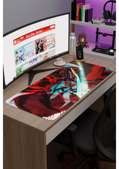 Gurren Lagann Kaymaz Dikişli Kauçuk Oyuncu Mousepad V2 - 90x40 Xxl Gaming Mouse Pad Fare Altlığı