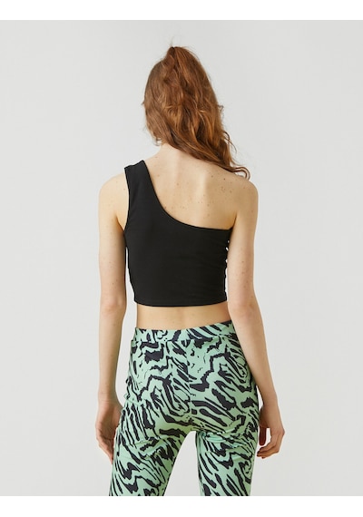 Koton Crop Atlet Tek Omuzlu Siyah 2yal38034ok