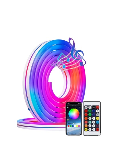 3 Metre Rgb Neon Led Şerit Işık Bluetooth - Kumandalı Ambiyans Işığı- Tv Ledi Çok Renkli