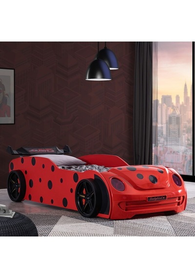 Arabalı Yatak, Ladybird Ledli Arabalı Yatak - Kırmızı + 1 Comfort Yatak Arabalı Yatak, Ladybird Ledli Arabalı Yatak - Kırmızı + 1 Comfort Yatak