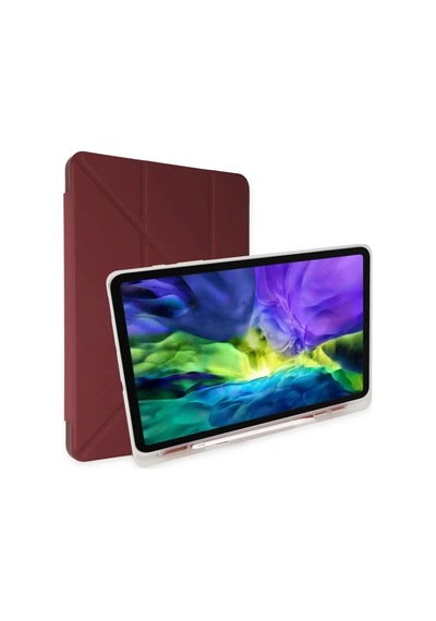 Samsung Galaxy Uyumlu-  P610 Tab S6 Lite 10.4 Kılıf Kalemlikli Mars Tablet Kılıfı - Mürdüm Arka Kapak