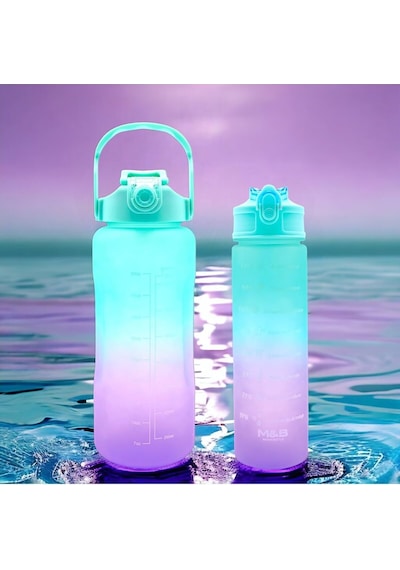 Renk 800ml Kaydırmaz Silikon Gövde Rahat Içim-pipetsiz- Motivasyon Su Matarası Çok Renkli