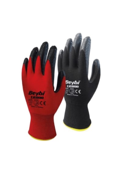 Beybi Nitril Poly Pn Zebra Eldiven Kırmızı No 9