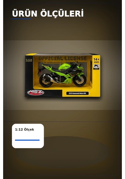 Detaylı 1/12 2023 Kawasaki Ninja 400 Motosiklet - Koleksiyonluk Tekli Paket Bx-313415