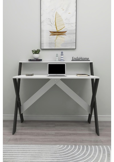 İqas 50x90 Cm Çalışma Masası Laptop Bilgisayar Masası Ofis Ders Yemek Çocuk Masası Beyaz-antrasit