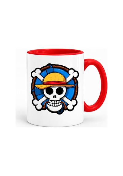 One Piece Luffy Baskılı Seramik Anime Hediye Kupa Bardak Kırmızı