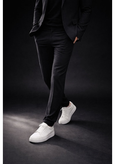 Muggo Leons Hakiki Deri Erkek Kalın Taban Bağcıklı Günlük Casual Sneaker Beyaz