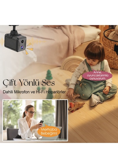 Şarjlı Mini Güvenlik Kamerası 1080p Full Hd Ip Kamera Uzaktan İzleme Uzun Süreli Kullanım