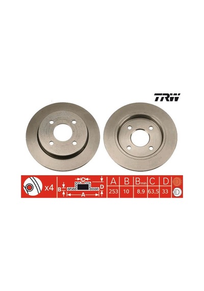 Ford Focus 1 Arka Fren Diski 253 Mm Çap 1999-2004 Trw