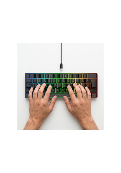 Oem G61 Mini Rgb 61 Tuşlu Ergonomik Mekanik Mini Kablolu Oyuncu Klavyesi %60 Usb Arabirimli Blue Switch