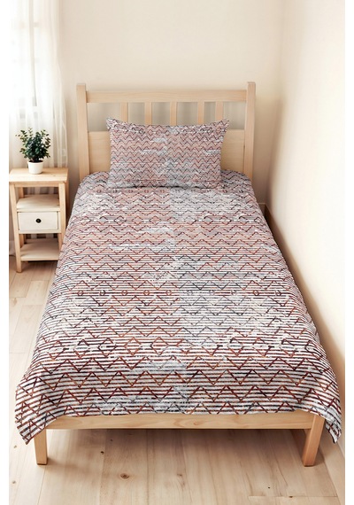 Geometrik Kiremit Genç Odası Tek Kişilik Pike Takımı - Modern Gri 160x220 Cm Kapitone Yatak Örtüsü Kışlık Dere Nüansı