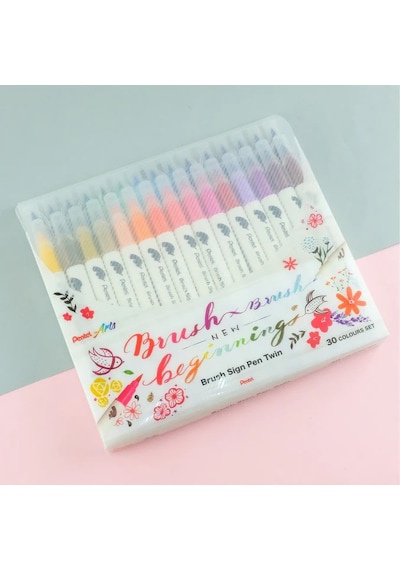 Pentel Arts Brush Sign Pen Twin 30'lu Fırça Uçlu Kalem Set / Sesw