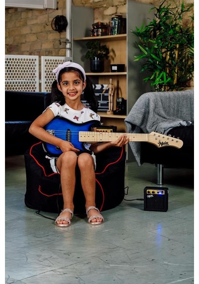 Midex Ceg-30bl 4-6 Yaş Çocuklar İçin Amfili Full 1/4 30 İnç Elektro Gitar Seti Blue Black
