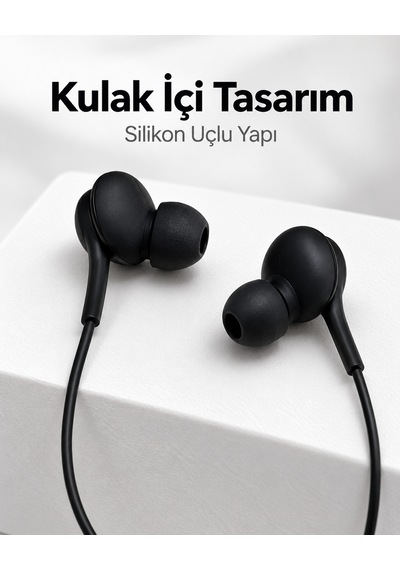 Siyah Tasarımlı Jak Girişli Kablolu Kulak İçi Kulaklık Akyı-384122
