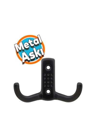 10 Adet Siyah Noktalı Askı Metal Askı Portmanto Askılık Dolap Mobilya Askısı Siyah Vidalar Dahil Siyah