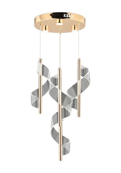 Jadon 4'lü Yuvarlak 3 Renkli 35 Watt Gold Kristal Ledli Modern Oturma Odası Salon Sarkıt Avize Diğer