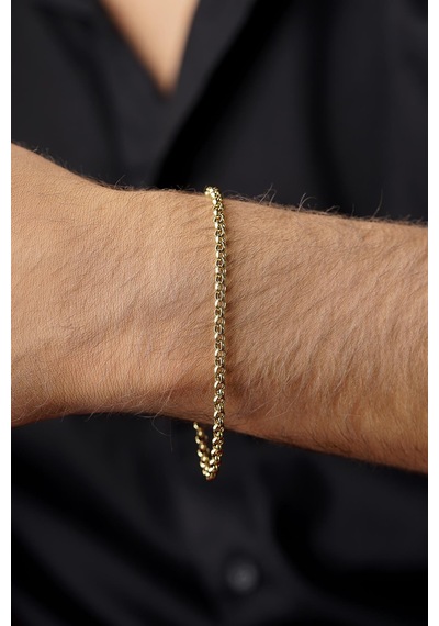 14 Ayar Altın Doch Erkek Bileklik 3.50 Mm Sarı Altın