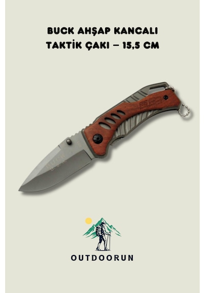 Buck Ahşap Kancalı Taktik Kamp Çakı 15,5 Cm Kahverengi