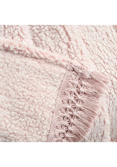 Lexroo Sherpa Püsküllü Saçaklı Battaniye, 152,4 Cm X 127 Cm, Kırmızı