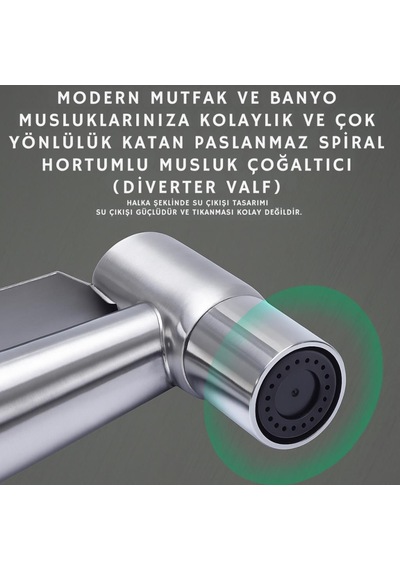 Coofbe Paslanmaz Çelik Sprial Hortum Tuvalet Musluk Seti Taharet Musluğu El Tuvalet Sprey Tabancası Gümüş