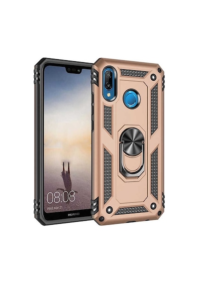 Huawei P20 Lite Kılıf Tank Zırh Yüzüklü Mıknatıslı Standlı Kapak Vega