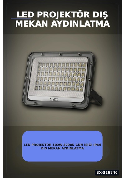Led Projektör 100w 3200k Gün Işığı Ip64 Dış Mekan Aydınlatması 8200 Lümen 1 Adet Bx-316746