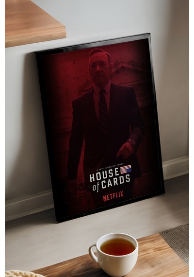 House Of Cards Siyah Ahşap Çerçeveli Poster, Film Duvar Tablosu