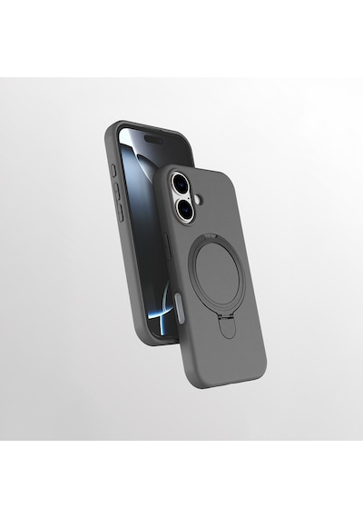 Apple Uyumlu iPhone 17 Kılıf M-safe Şarj Özellikli Standlı Zore Samara Kapak Titanyum-gri