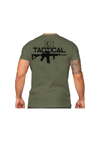 Alfa Giyim Tactical Silah Baskılı Tişört Siyah Haki