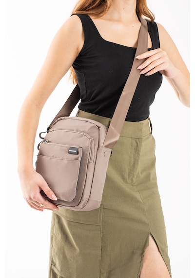 Özer-6022 Sanmorris Suya Dayanıklu Paraşüt Kumaş Çapraz Askılı Unisex Çapraz Askılı Omuz Çantası Kum