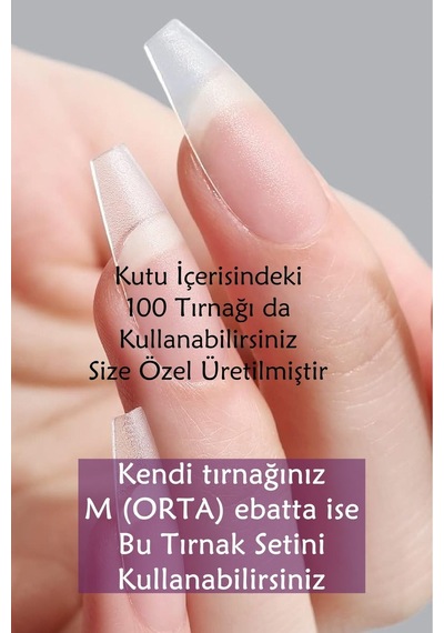 100 Adet Medıum Küt Orta Uzunlukta Jel Protez Tırnak Tips Medıum