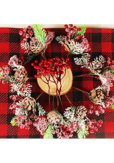Yenigeldi 10 Adet 18 Cm Kokina Red Berry Yılbaşı Süsü Yılbaşı Uğuru T-105, Kırmızı Diğer