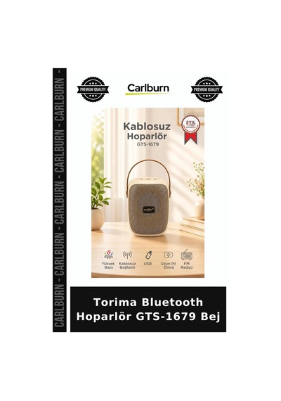 Delux Serisi Torima Bluetooth Hoparlör Gts-1679 Bej Ses Oynatıcı Radyo Alıcısı Medya Aracı