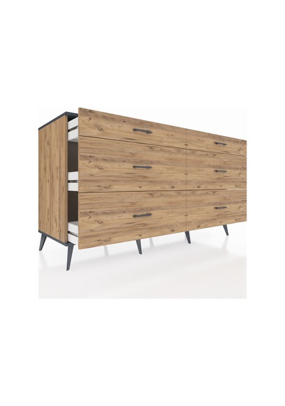 Kronos Konsol 6 Çekmeceli 176x59x99 Çam-antrasit/çam Antrasıt/atlas Çam - Atlas Çam