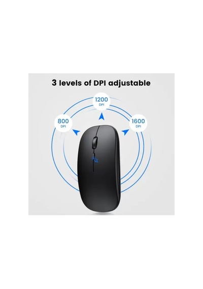 Şarjlı Mouse 2.4ghz Usb Wireless Ve Bluetooth Lu Sessiz Mat Siyah Diğer